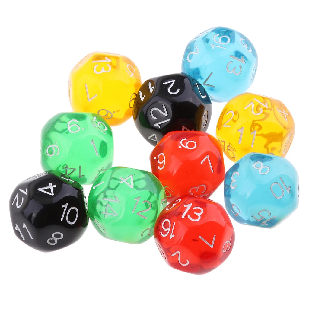 10X D16 Polyhedral Dice Translucent Dice For Dungeons And Dragons Board Dice