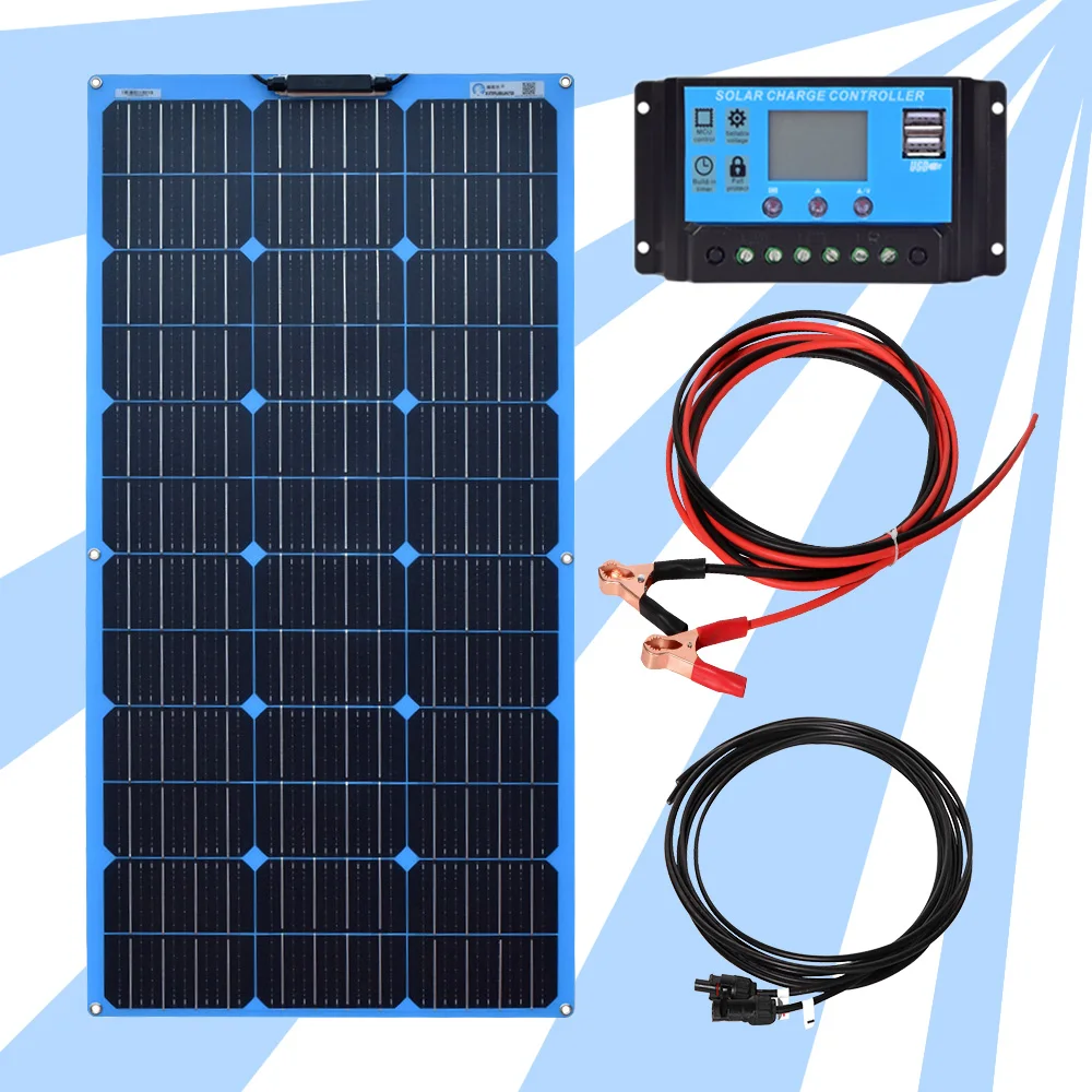 

Blue Flexible Kit Solar System for Home 12v 24v 100w Solar Energy Panels Systems for Camping Car Solar Systems Solar Panel Kit