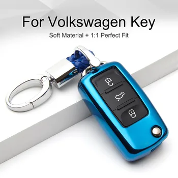 

TPU Car Key Case Cover for Volkswagen VW CC Polo Bora Passat B6 B8 Touran Tiguan Golf 4 5 6 7 Jetta Beetle Key Ring Chain Holder