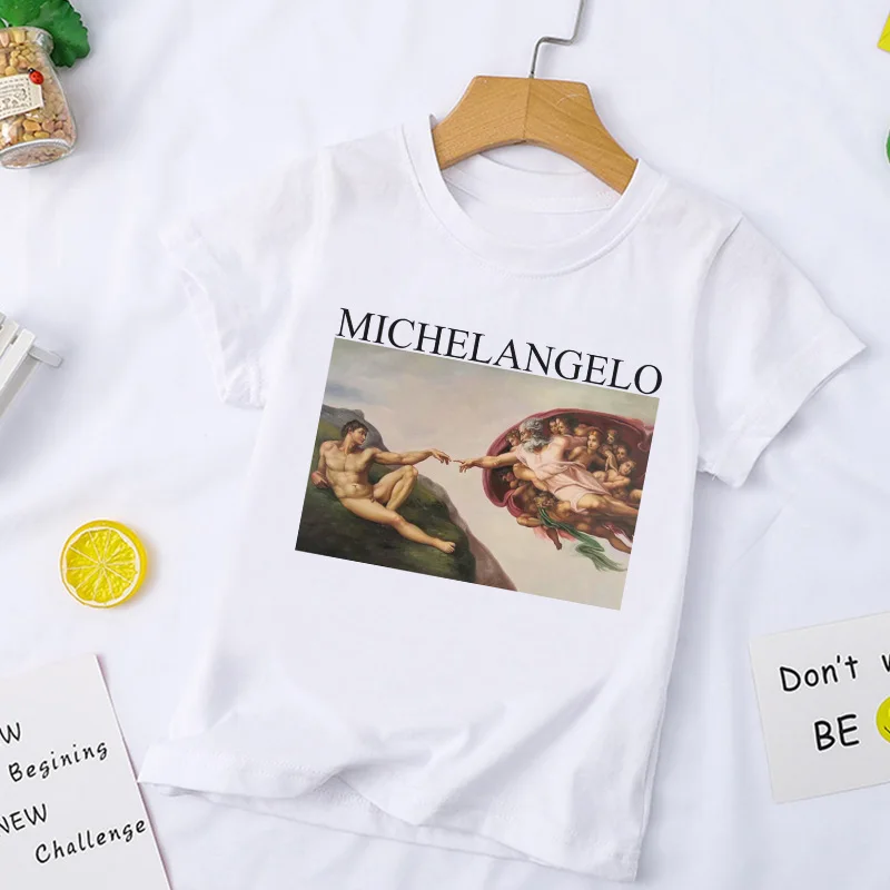 1218 New Clothing Girls T Shirt Fashion Kids Top Casual Childrens Boys T Shirts Van Gogh Oil Painting Funny Blowing Bubbles Kawaii - Цвет: 1218