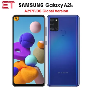 Перейти на Алиэкспресс и купить Глобальная версия Samsung Galaxy A21s A217F/DS 4G мобильный телефон 4 Гб 64 Гб Восьмиядерный 6,5 дюйм5000 мАч 4 камеры 48MP NFC Dual SIM Android 10