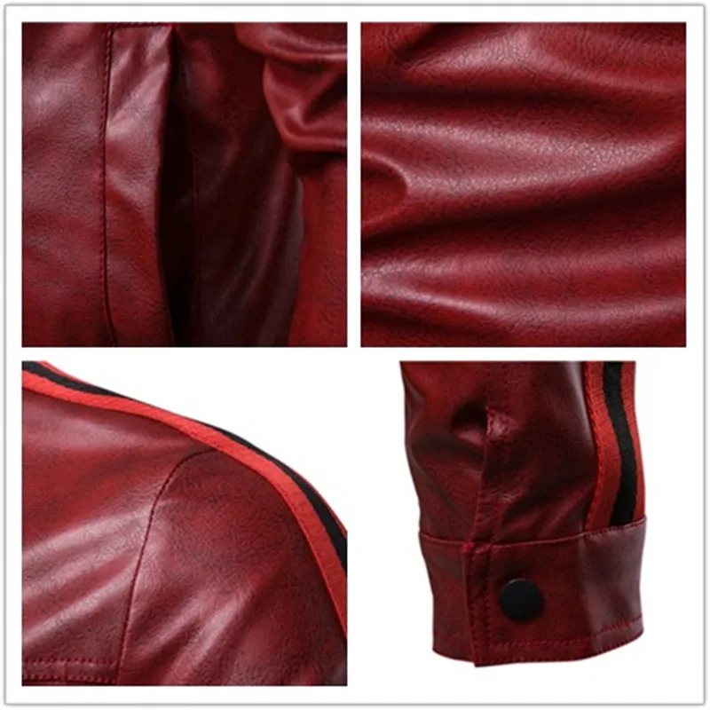 Hot Product New European Leather Jacket for Men Full Slim Chest Pockets PU Leather Jacket Men