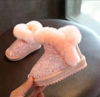 

2019 Winter Kids Fashion snow boots thick Child cotton shoes warm plush soft bottom baby girls boots winter ski boot for baby