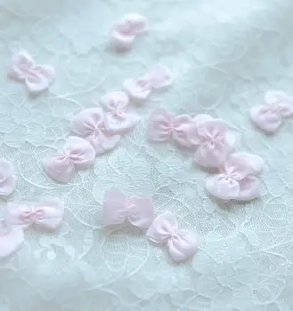 

30 Pieces 2cm Mini Pink Bow Motif Venise Venice Lace Applique Sewing