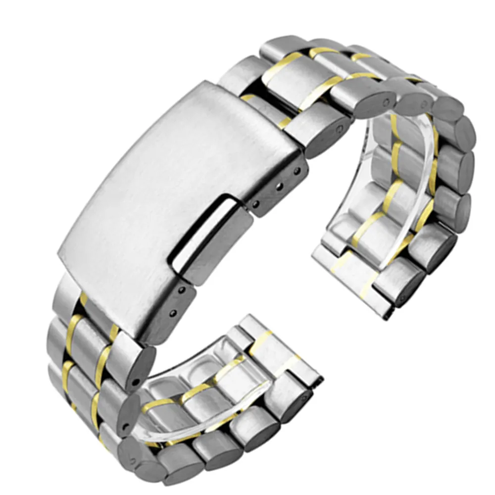 Stainless Steel Strap 14mm 16mm 18mm 19mm 20mm 21mm 22mm 24mm 26mm Metal Watch Band Link Bracelet Watchband Black Silver Gold