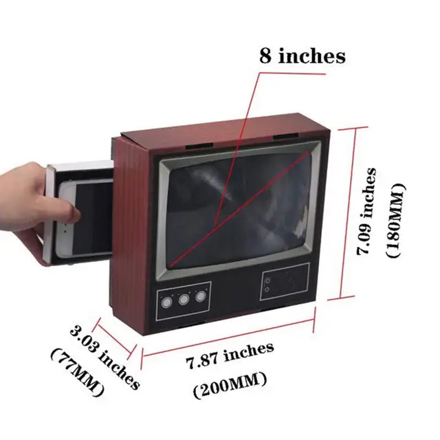 Retro Phone Screen Magnifier 8 Inches 3D Foldable Cell Phone Video Amplifier Projector Bracket Holder For Smartphone Enlarged 6