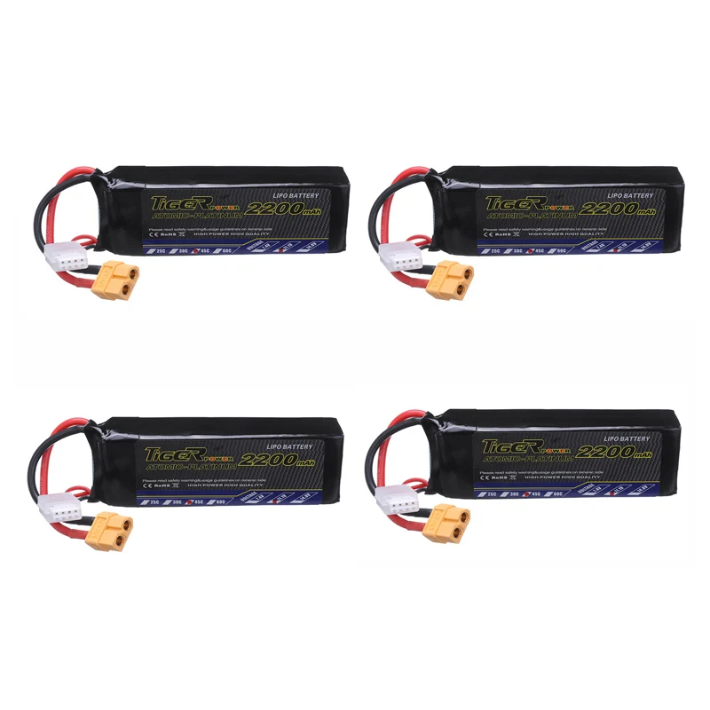 

1/2/4 PCS Tiger-Power 11.1V 2200mAh 45C 3S Lipo Battery XT60 Plug For FPV Racing Drone RC Multirotor Spare Part DIY Accessories