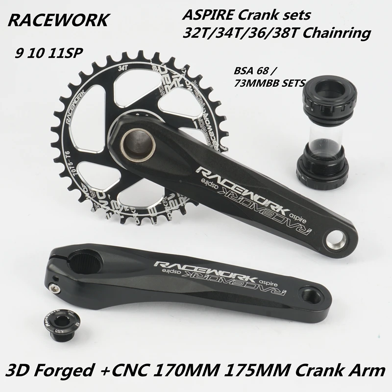 RACEWORK MTB горный велосипед сплав 170 175 мм Кривошип 32T 34T 36T 38T прямое Крепление узкое