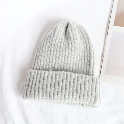 Light Gray B Зимние теплые шерстяные двухсторонние женские черепа в японском стиле плотные разноцветные шапочки-бини осенние буквы шапки с узорами для мужчин и женщин - Цвет: Light Gray B