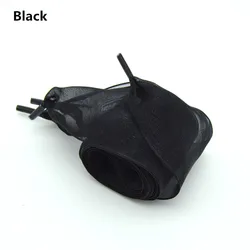 Elegant Wide White Chiffon Shoelaces with Silk Bow - 160cm (Black)
