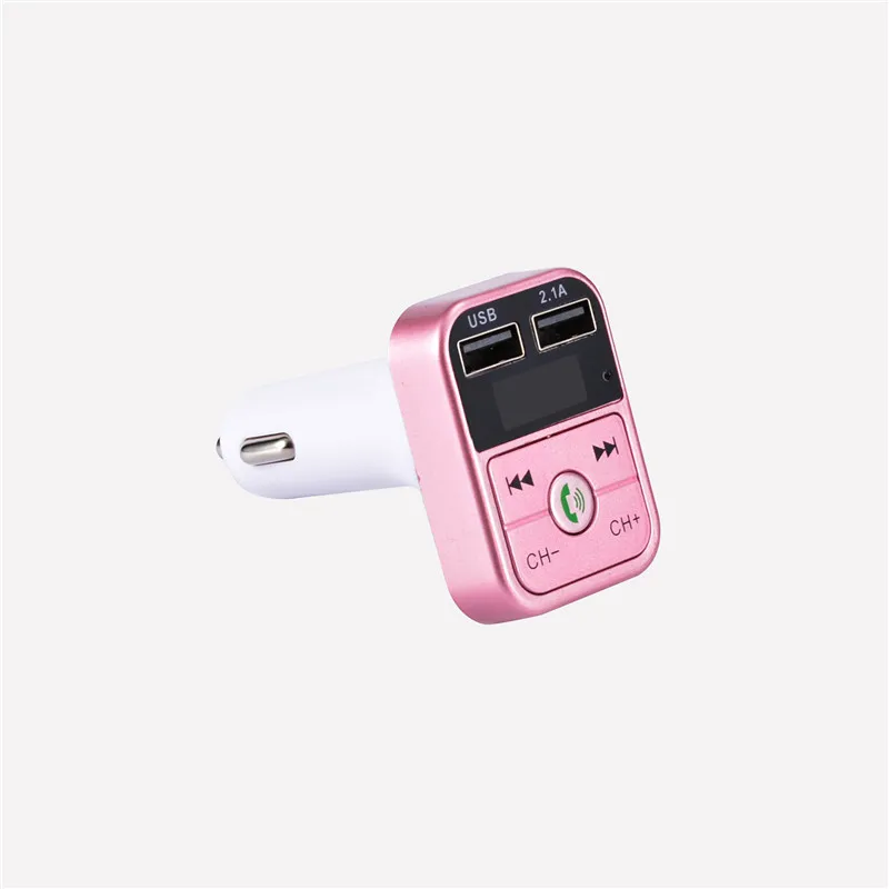 Автомобильный комплект громкой связи, беспроводной Bluetooth, fm-передатчик, ЖК-дисплей, Автомобильный MP3-плеер, USB зарядное устройство, 2.1A, автомобильные аксессуары, Handsfree, SD, FM приемник - Название цвета: Pink