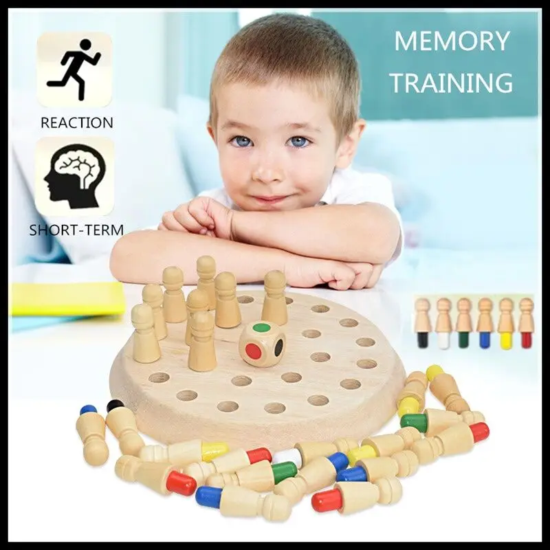 Juego de ajedrez de madera para niños, juguete educativo de aprendizaje de habilidad cognitiva