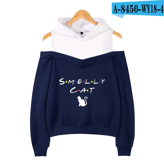 Navy blue Новое поступление, модные женские толстовки с капюшоном в стиле tv Friends, толстовка в стиле хип-хоп, сексуальная толстовка с открытыми плечами, женская одежда - Цвет: Navy blue