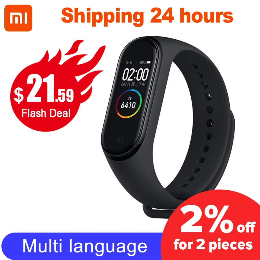 Xiaomi Mi Band 4 Newest Sport Miband 4 Smart Bracelet Heart Rate Fitness Tracker 135mAh Color Screen Waterproof Bluetooth 5.0
