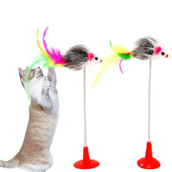 

10Pcs Cat Toy Flexible Mouse Vertical Stick Sucker Colorful Cat Pole Funny Cat Pet Toy