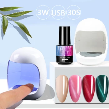 

Portable UV LED Lamp Egg Shape Single Finger Nail Dryer Mini Kit Cat Eye Polish Varnish Magnet Base Coat Travel Manicure SA1579