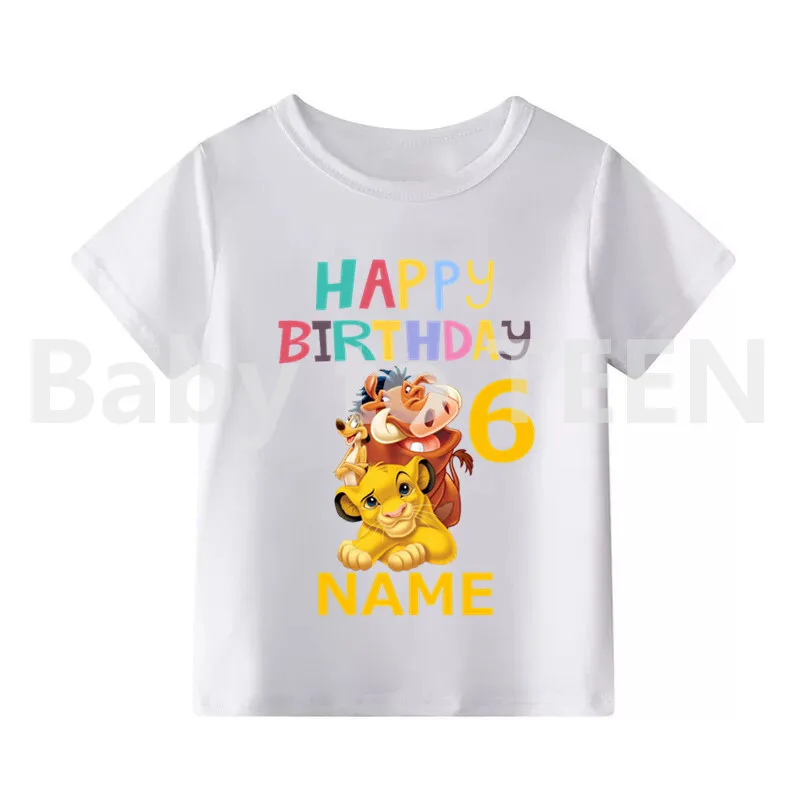 Children Lion King Birthday Number 1-10 Cartoon Print T-shirt Boys Girls Cute Simba Funny T Shirt Kids Clothes - Цвет: Q