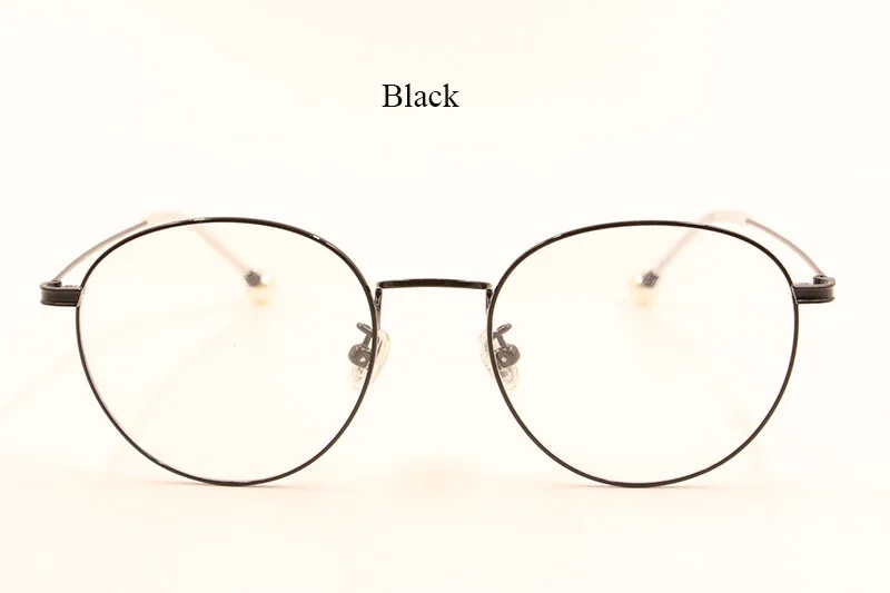 BCLEAR Titanium Glasses Frame Women Vintage Round Eyewear Classic Optical Prescription Brand Designer Eyeglasses Frame Pearl - Цвет оправы: Black