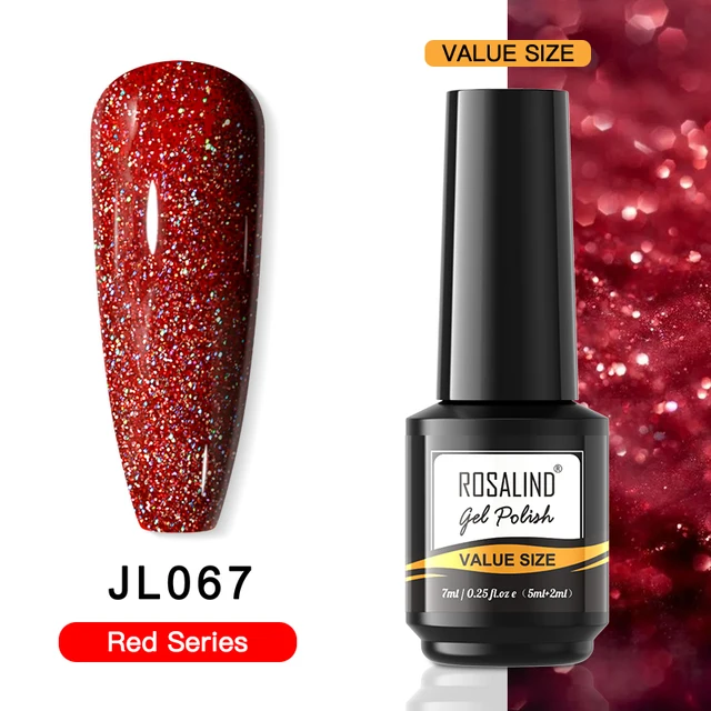ROSALIND 7ml Gel Polish Semi Permanent Nails Gel Polish Soak Off UV LED Base Top Coat Vernis Nail Art Glitter Gel Varnish RAI-JL067