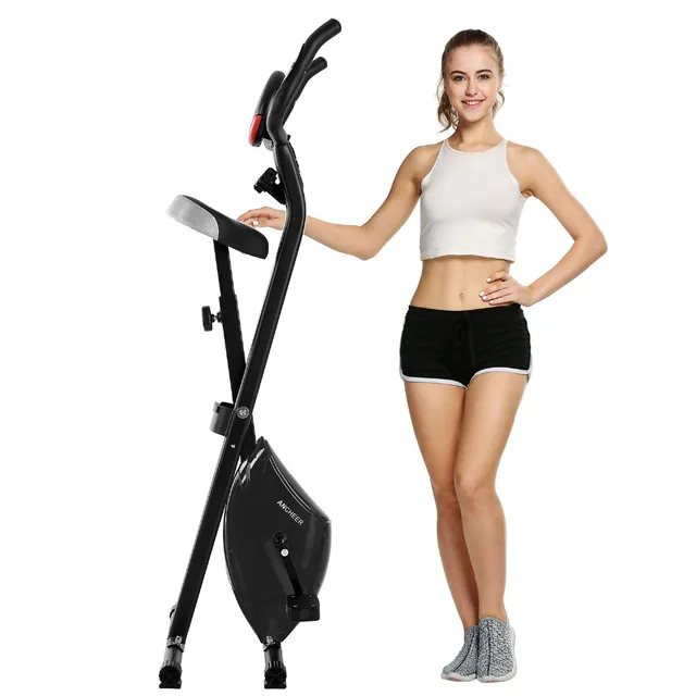 US $138.25 Indoor Folding Magnetic Upright Exercise Bike with Pulse Home Gym Cycling Bike Bicicleta Estatica F