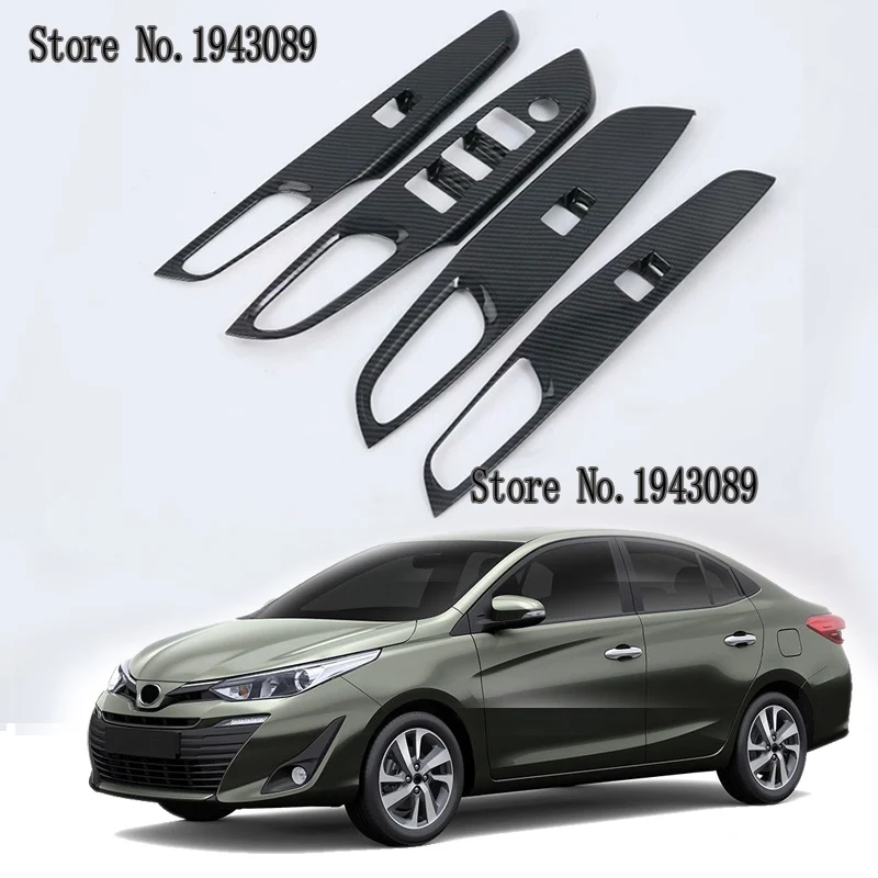 Для Toyota VIOS украшение автомобиля ABS хром/углеродного волокна Матовая дверь окно подлокотник Крышка переключатель панель отделка молдингом