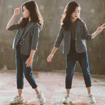 

Children's Clothing Children's Sets cotton girls two-piece set girl suit+jean set 110/120/130/140/150/160cm fashion wholesale