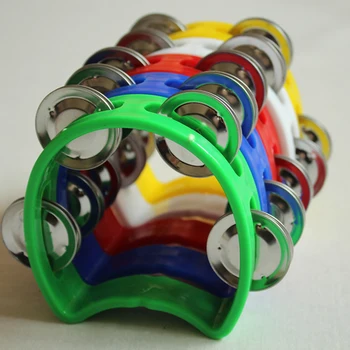 

Handbell Held Tambourine Metal Bell Plastic Rattle Ball Percussion Party Game Baby Toy Musical Instruments Tambourine kids