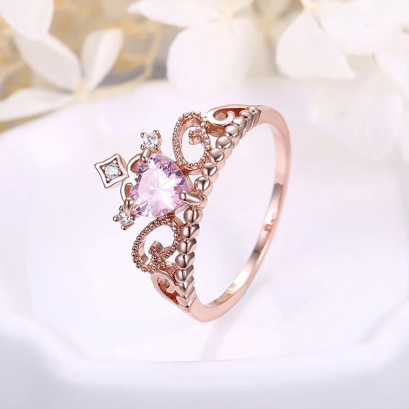 ANGELFRIGG Модные женские кольца из розового золота с кубическим цирконием AAA, Свадебные обручальные юбилейные Модные женские ювелирные изделия, подарок - Цвет основного камня: Rose Gold