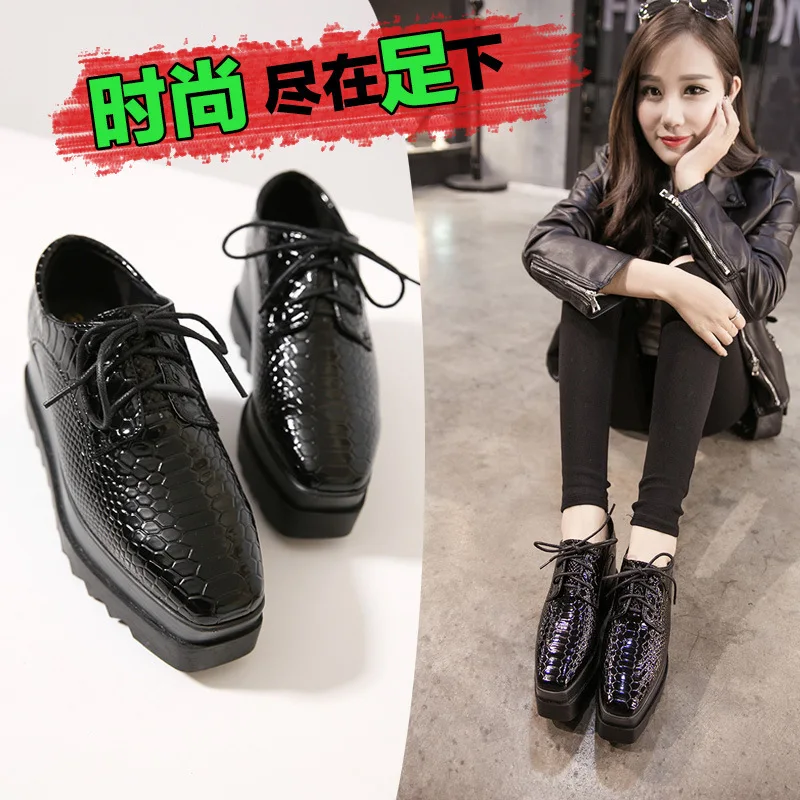 

2016 New Style Western Style Fashion Platform High-Heel Square Head Lace-up Deep Mouth Slanted Heel Shoes-5678-2