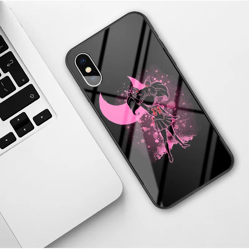 Чехол для телефона Sailor Moon японского аниме Kawaii для iPhone XR 6 6S 7 8 Puls X XS MAX, чехлы из закаленного стекла, чехол для iPhone 11 Pro Max