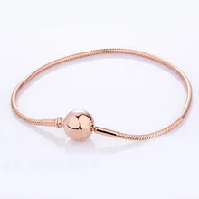 925 пробы серебряный браслет шаровая застежка подходящая эссенция розовый золотистый браслет подходит для женщин шарик шарм Diy ювелирные изделия