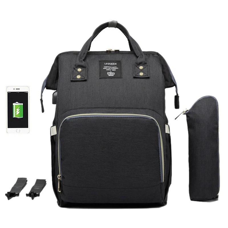 LEQUEEN USB Diaper Bag Baby Care Large Capacity Mom Backpack Mummy Maternity Wet Bag Waterproof Baby Pregnant Bag