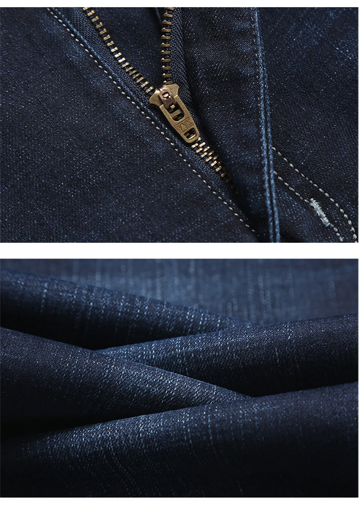 Autumn and Winter Classic Men's Business Fit Jeans Fashion Casual Denim Stretch Trousers Male Brand Pants Black Blue