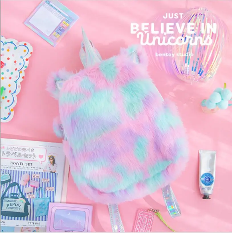 Модные рюкзаки Mochila с милым единорогом женские героями мультфильмов Kawaii кожаные