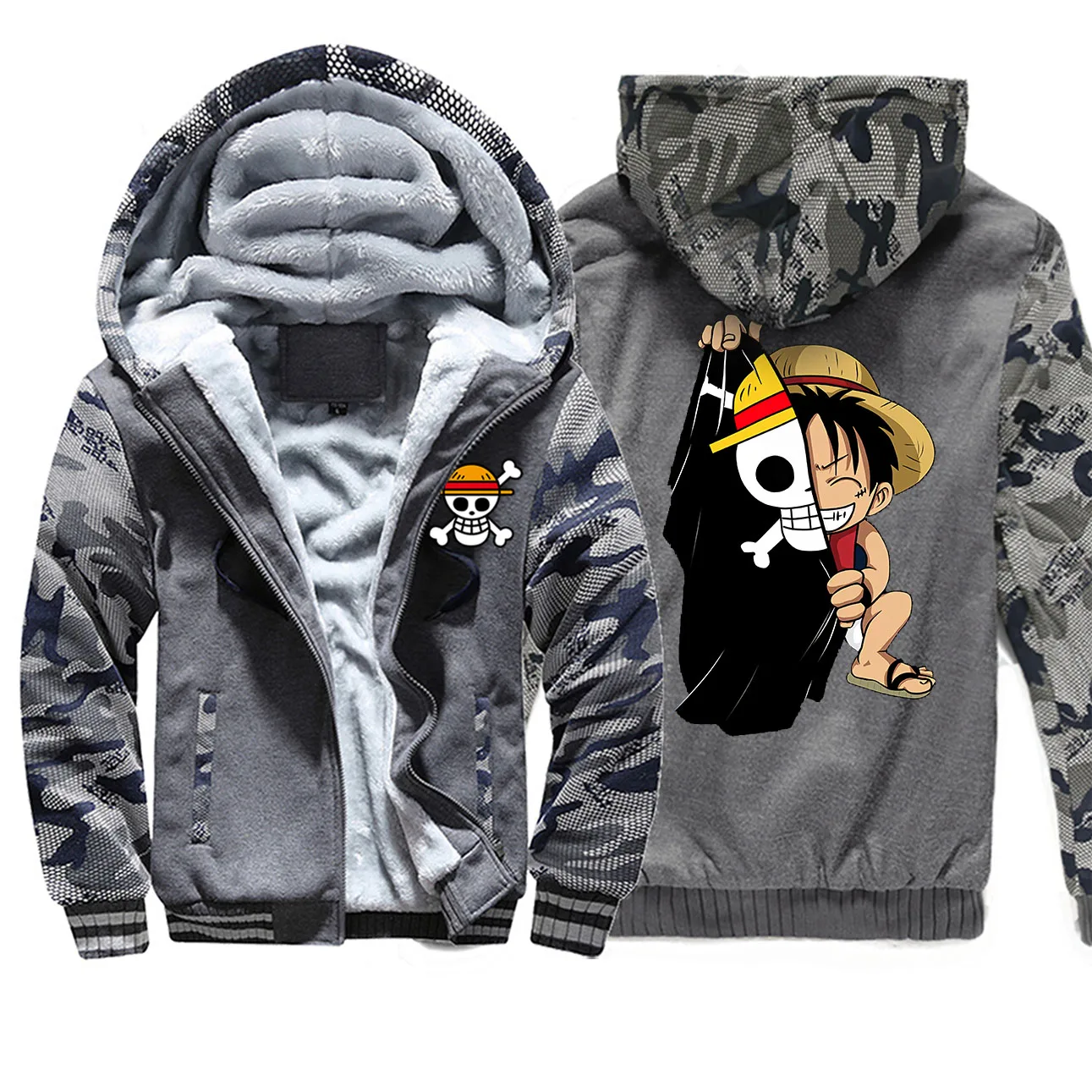 Dark Gray 6 Японские Аниме one piece печати мужские толстовки Новинка узор Луффи мужские утепленные пальто костюм хипстера повседневная куртка в уличном стиле - Цвет: Dark Gray 6