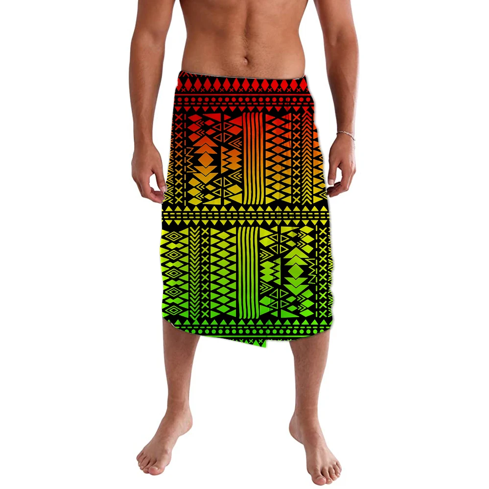 DIY Gift Customized ie faitaga Polynesian Print Fabrics Loose Half Skirt Indigenous Painting Art Bonfire Party Costumes |