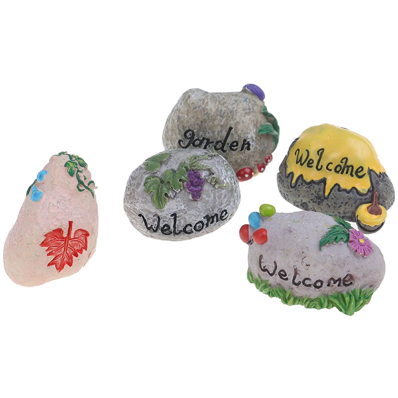 Miniature Dollhouse Mini FAIRY GARDEN Accessories ~ WELCOME Rock with Birds 