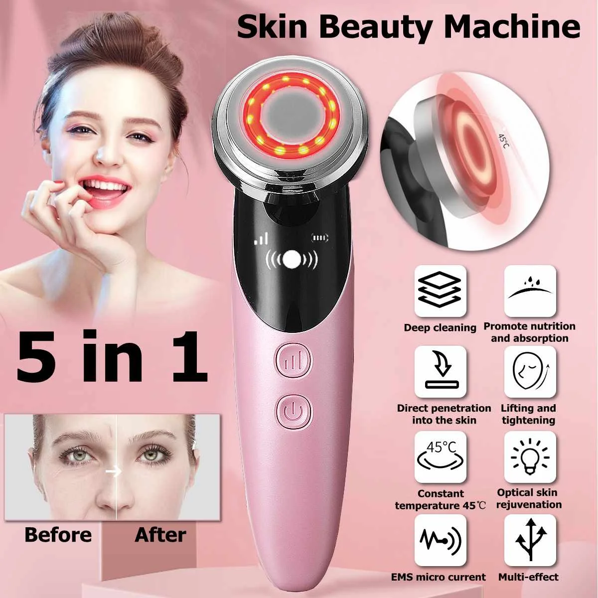 

Face Skin EMS Mesotherapy Electroporation RF Radio Frequency Facial LED Photon Skin Care Device Face Lift Tighten Beauty Machine