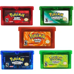 Lot de 5 cartes de jeu vidéo Pokemon GBA, avec Console, en anglais, NDSL GB GBC GBM GBA SP, cadeau d'anniversaire et de noël KA 