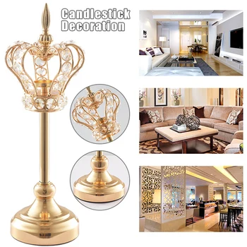 

High Stand Tealight Candle Holder Stand Golden Crown Wedding Home Decoration for Flame LED Candle PI669