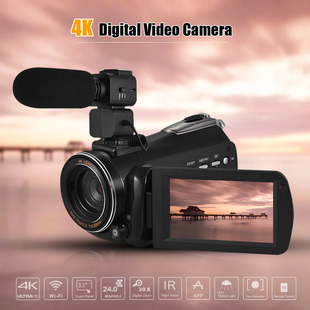 Andoer AC3 Цифровая видеокамера DV рекордер 30X Zoom Wi-Fi соединение ИК ночного видения 3,1 дюймов ips lcd сенсорный экран