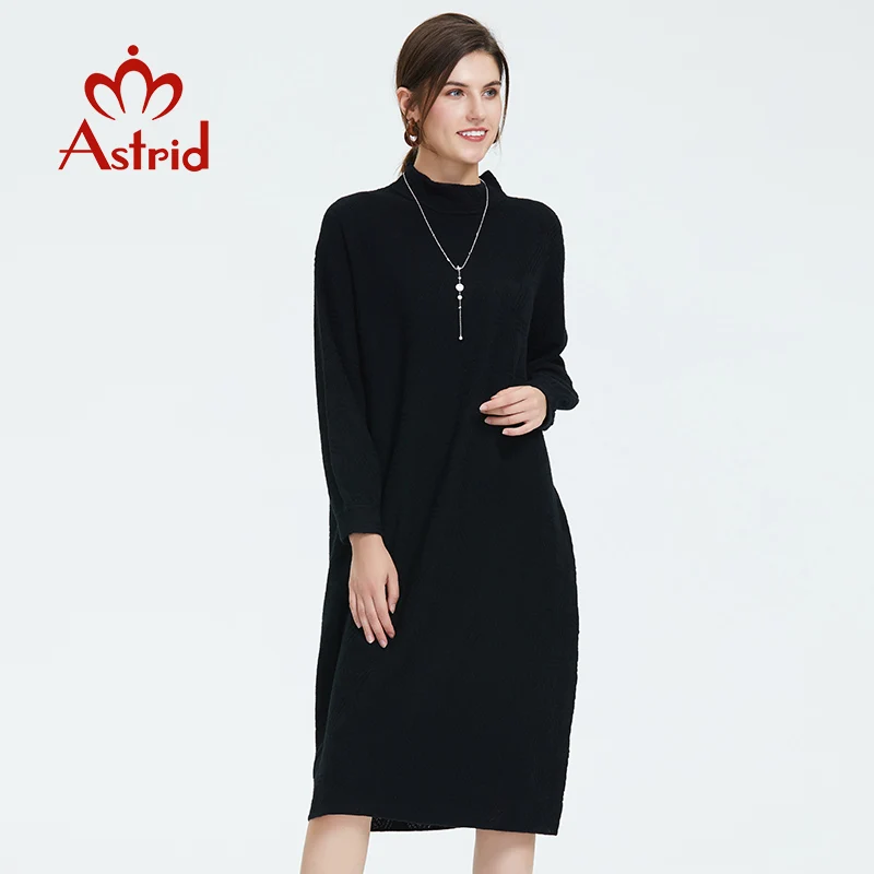 Astrid Осеннее новое поступление платье женское высококачественное платье с длинными рукавами топ серый цвет женское элегантное платье на осень 6053