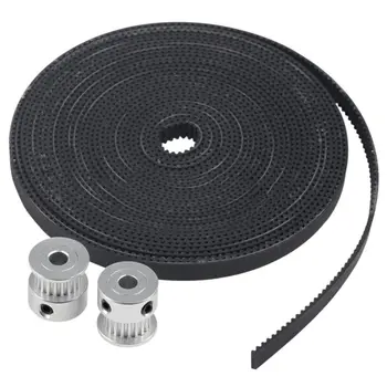 

5m 2GT 6mm Rubber Pulley Timing Belt + 2pcs 20T Gear Pulley for 3D Printer(20T 5MM Pulley )