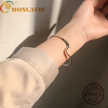 

BONLAVIE Simple Wave Water Ripple Temperament Exaggerated sliver Bracelet Open Bracelet Wild Bracelet Women