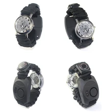 Многофункциональный Плетеный свисток Компас Будильник выживания браслет Открытый Кемпинг Приключения спасательный аварийный веревочный браслет