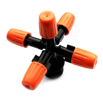 

10Pcs Cross 5 Eyes Spray Nozzle Atomizing Sprayer Gardening Greenhouses Sprinkler Heads Atomized Micro-Spray