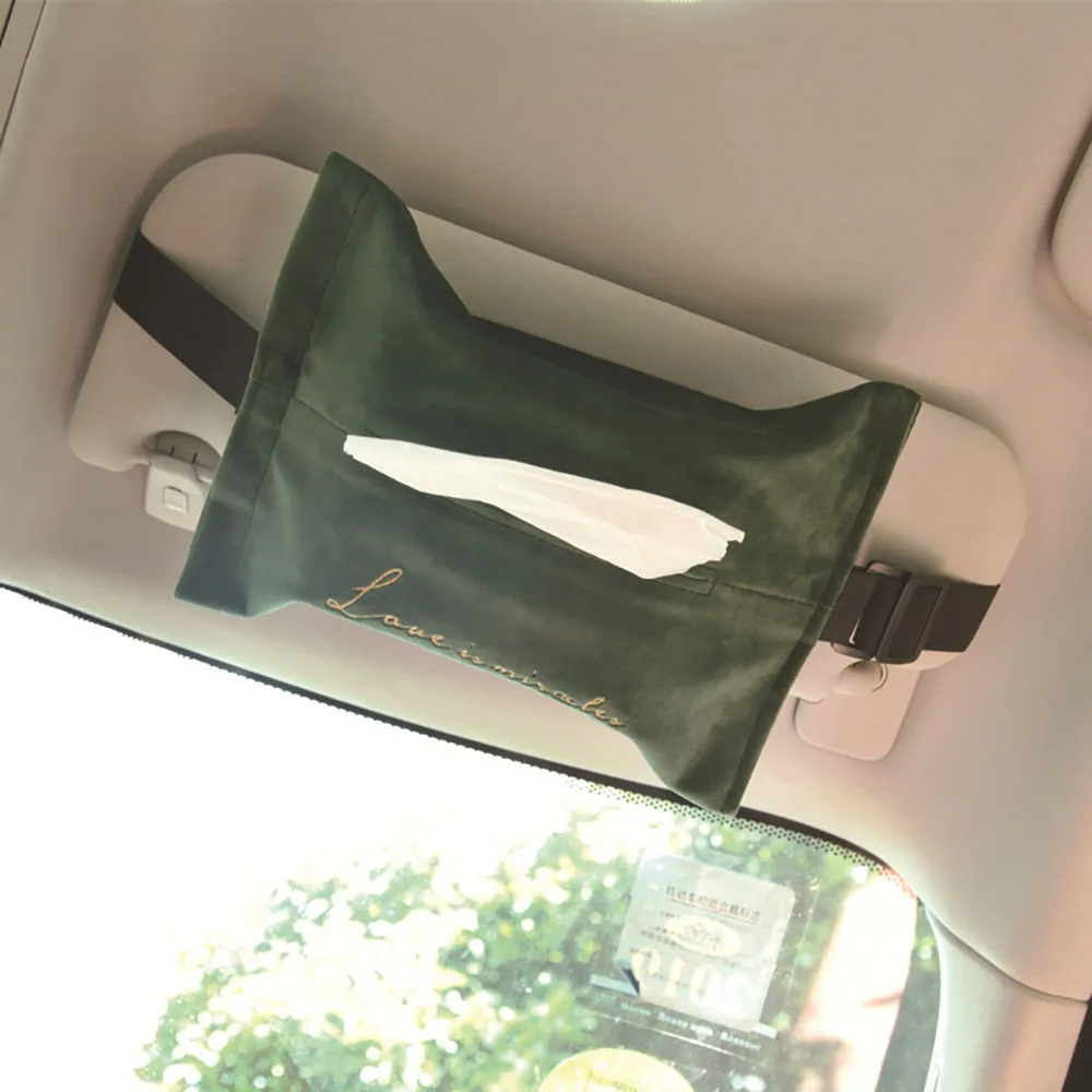 

Fabric velvet embroidery car rear fixed buckle paper towel cover tissue box napkin household pumping box cover