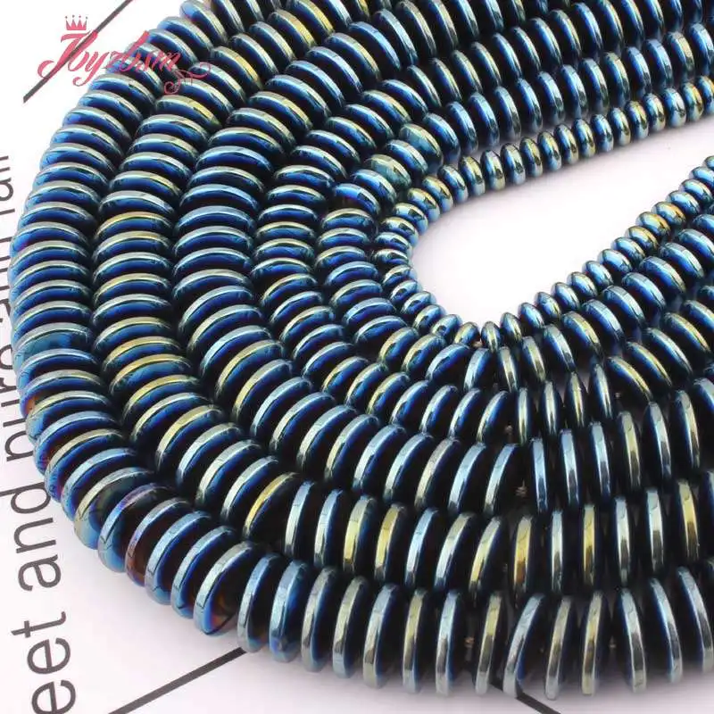 Green Heishi Rondelle Metallic Coated Disc Hematite No Magnetic Stone Spacer Loose Beads 15&quot For DIY Accessories Jewelry Making |