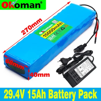 

7S4P 24V 15Ah electric bicycle motor ebike scooter li-ion battery pack 29.4v 18650 rechargeable batteries BMS + charger
