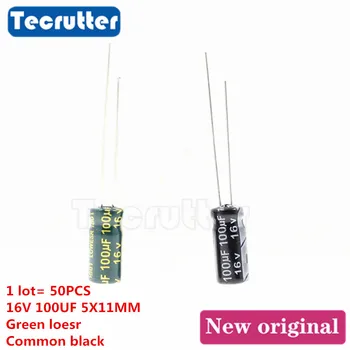 

50PCS 16V 100UF DIP electrolytic capacitor 16V 100uF ± 20% volume 5X11MM